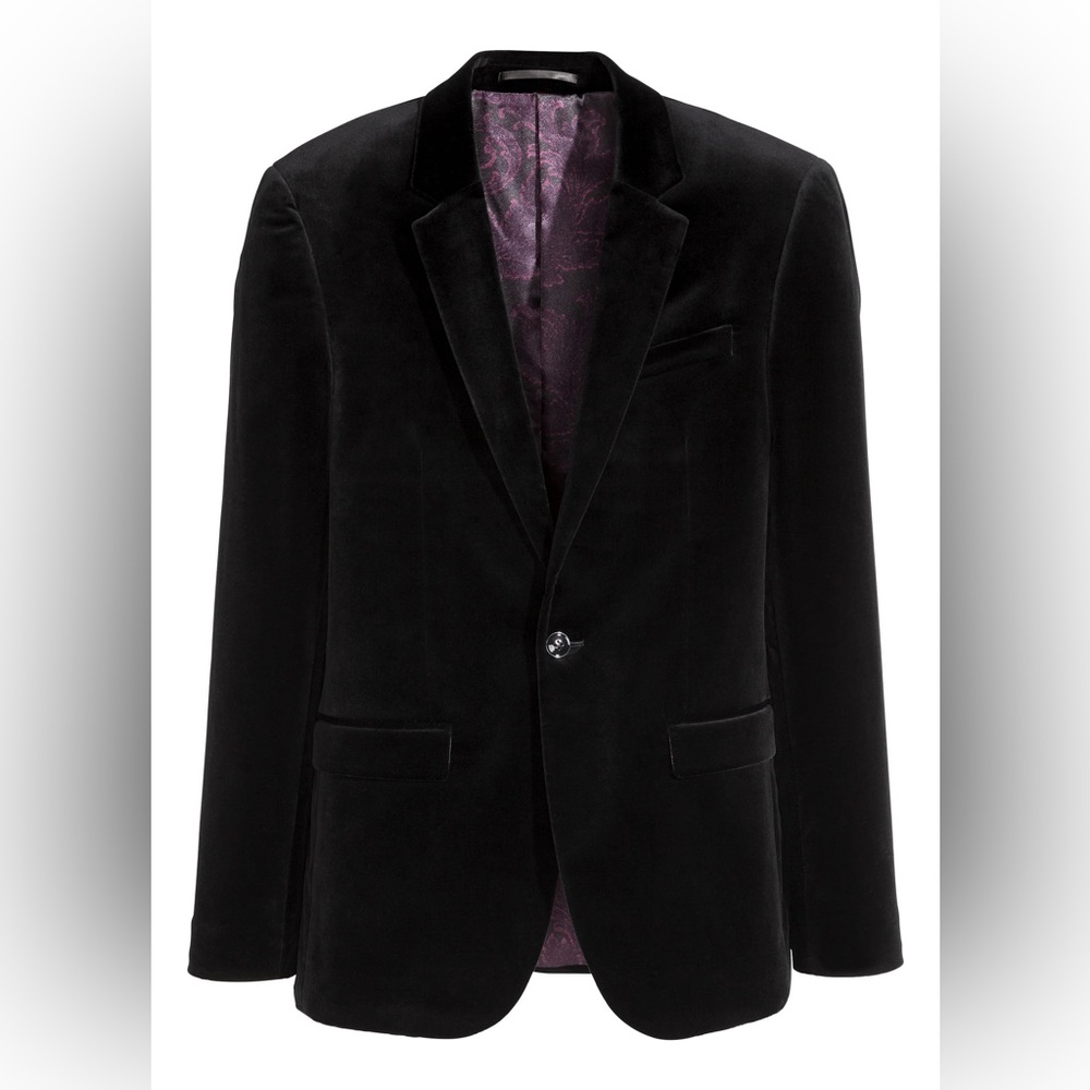 H&M COTTON VELVET BLAZER SLIM FIT